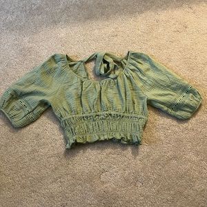 NWT cropped green cropped top with tie back